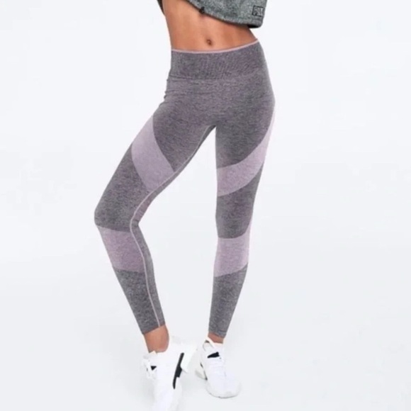 PINK Victoria's Secret Gray and Purple Performance Leggings - Picture 1 of 9